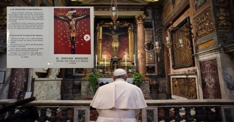 Por coronavirus, Papa reza frente a crucifijo que venció a La Gran Peste 