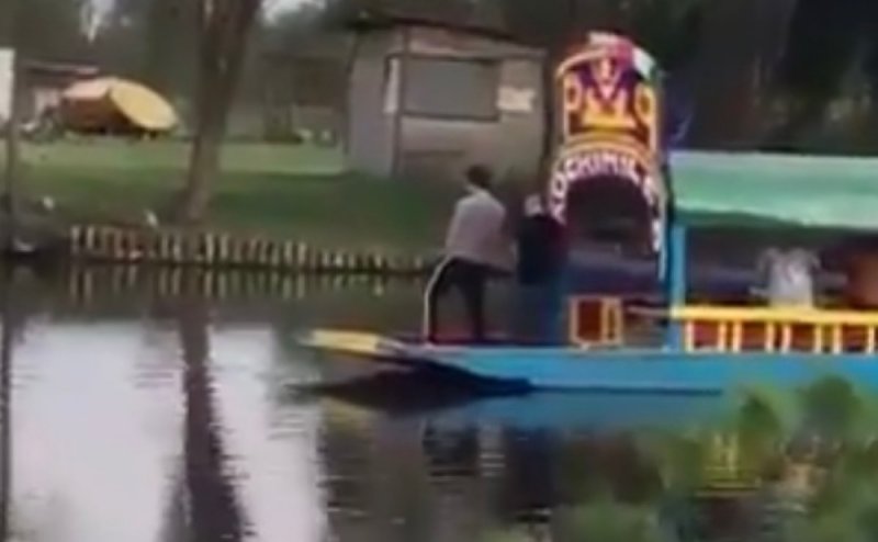 VIDEO: Captan a sujeto orinando desde una trajinera en los canales de Xochimilco. y