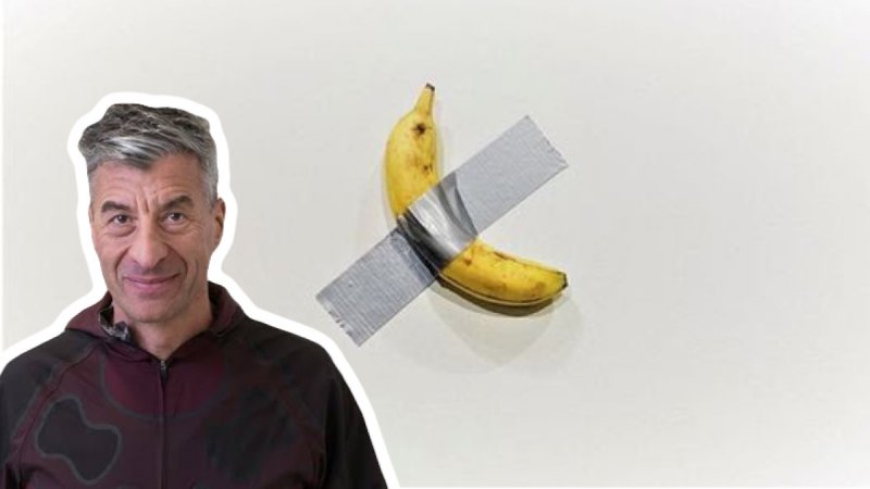 Exhibe un plátano pegado con cinta como “obra de arte” y pagan por ella 120 mil dólares