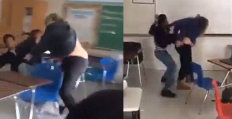 VIDEO: Maestra y alumno se agarran brutalmente a golpes. 