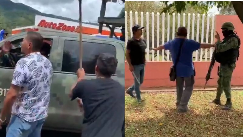 VIDEO: Agreden a palazos y escobazos a miembros del Ejército en Michoacán. 