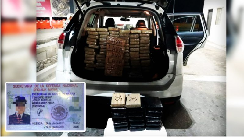 Guardia Nacional detiene a teniente del Ejército con paquetes de cocaína y cristal
