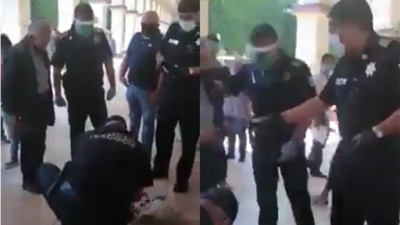 Policías le compran su mercancía a un anciano para que regrese a casa y no se exponga (VIDEO)