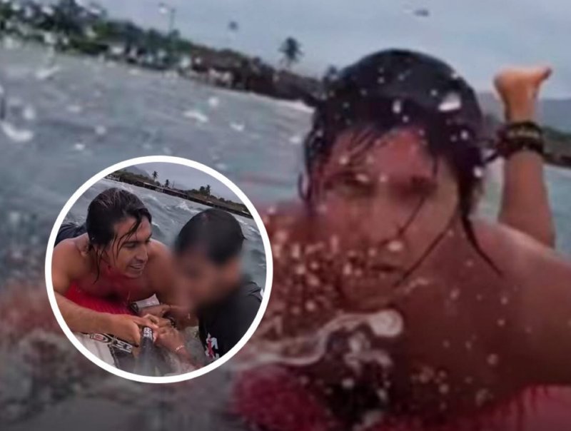 “¡Aguanta, aguanta!”: Guardavidas rescata a joven durante huracán “Priscila” en Manzanillo 