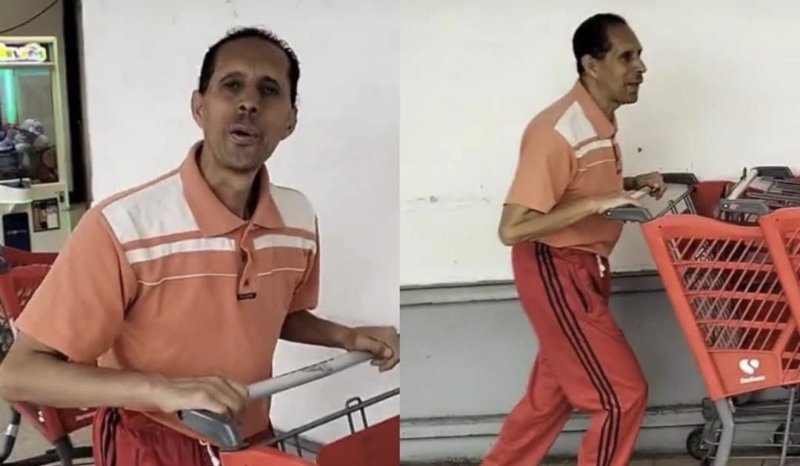 Miguel Luis, compañero de Sammy Pérez, ahora trabaja acomodando carritos de supermercado 