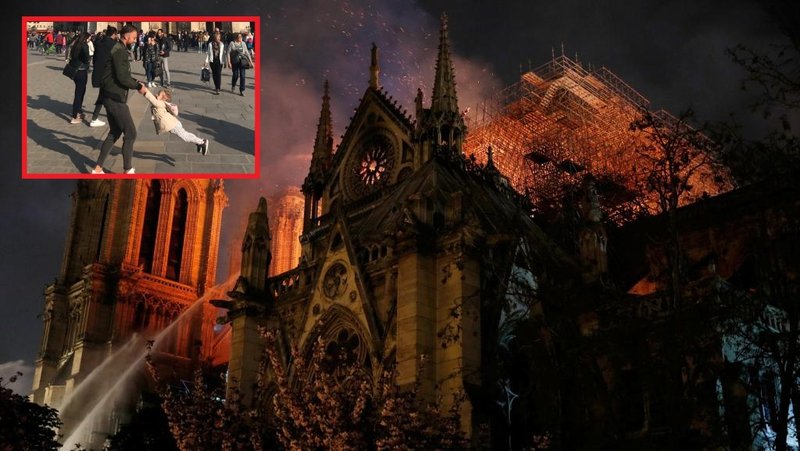 Foto de padre e hija afuera de Notre Dame momentos antes de que se incendiara, se hace viral.