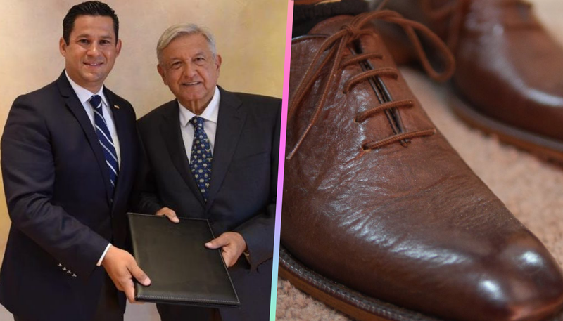 Gobernador Diego Sinhue le regala zapatos hechos en Guanajuato a AMLO ¿Quién pompó?