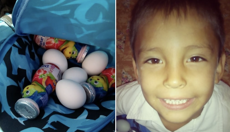 Niño de 5 años lleva al kinder huevos y yogurt para compañerito que nunca llevaba lonche. 