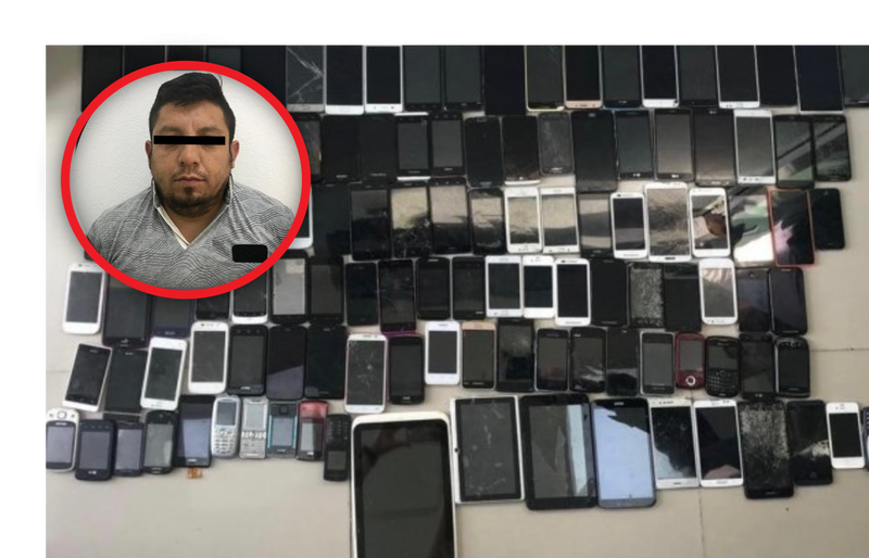 ¡Atascado! Detienen a sujeto con 120 celulares robados. 