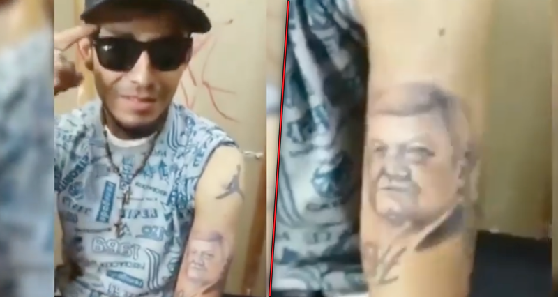 Pejechairo se tatúa la cara de AMLO en el brazo, 