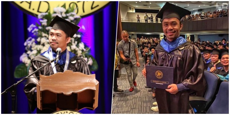 Manny Pacquiao estrena título pero ahora de universitario. Es politólogoy