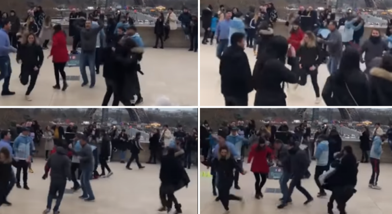 Turistas mexicanos bailan “la chona” bajo la Torre Eiffel (VIDEO)