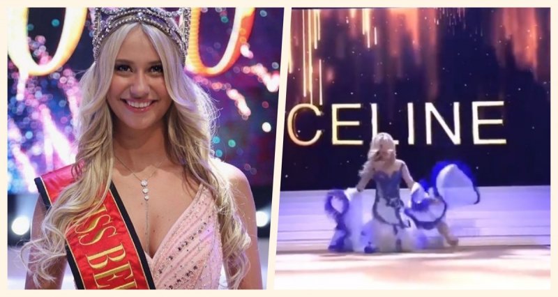 Miss Bélgica 2020 sufre aparatosa caída y se le cae el bra