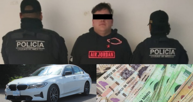 Extorsionador trata de sobornar a policías de la CDMX con 100 mil pesos y un BMW; lo encarcelan