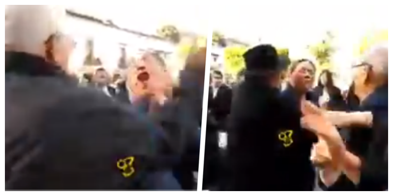 Colaborador cachetea a mujer que gritó pederasta a Míreles durante evento en Morelia