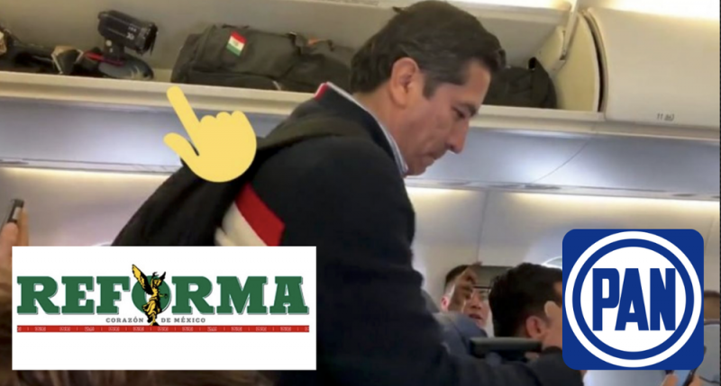 #SalióElPeine: Sujeto que se bajó del avión es panista y su esposa trabaja en Reforma