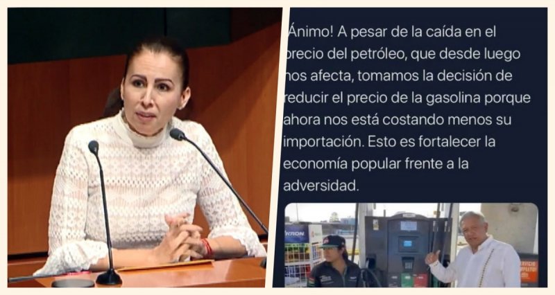Recuerda senadora de Morena que con el PRI y el PAN la gasolina nunca bajó de precio