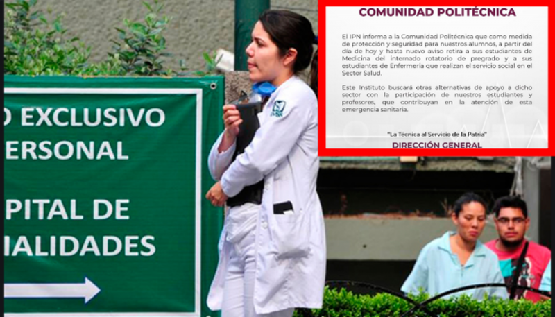 UNAM e IPN retiran a pasantes médicos de clínicas que atienden COVID-19