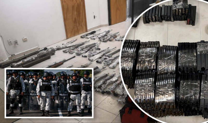Guardia Nacional INCAUTA lanzacohetes, lanzagranadas y armas largas en Tamaulipas