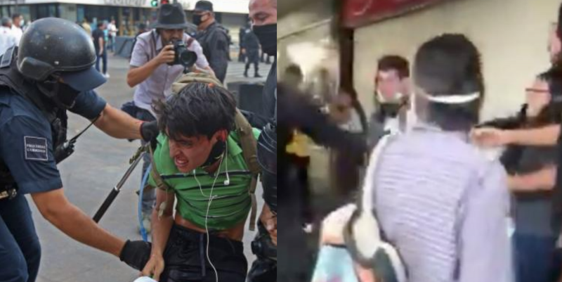 Las AGRESIONES de los policías contra manifestantes pro Giovanni en Guadalajara