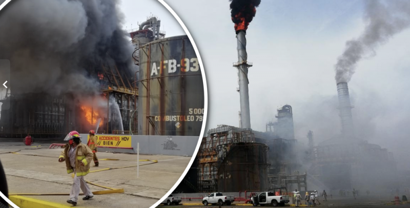 #ÚltimoMinuto SISMO ocasiona FUERTE INCENDIO en refinería de Salina Cruz