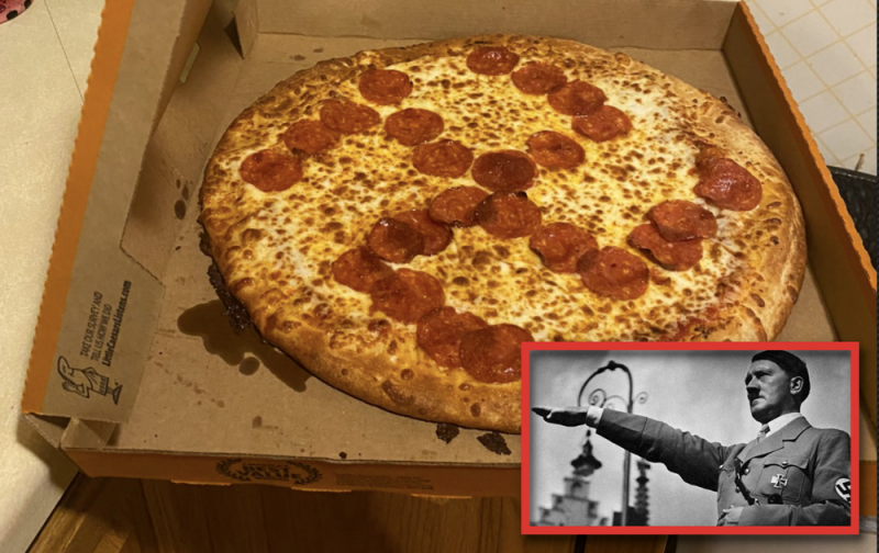 Pareja DESPOTRICA contra empleados de Little Caesars por recibir pizza con SÍMBOLO NAZI 