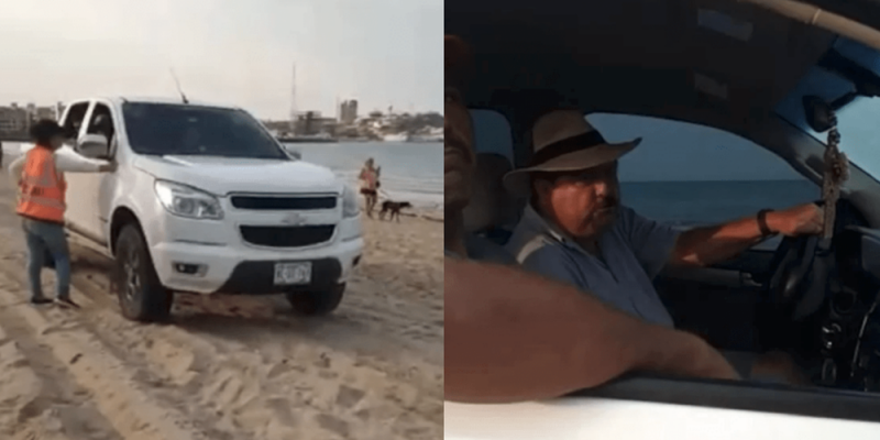Se mete a la playa de Peñasco en camioneta y CHAROLEA que su hija es alcaldesa de Hermosillo