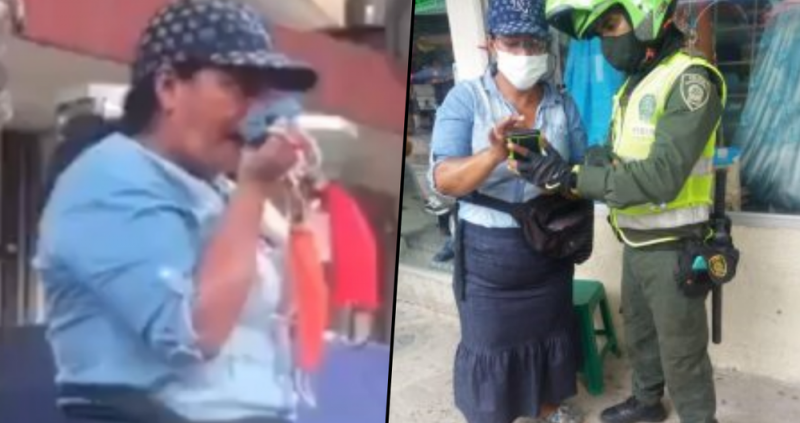 Sorprenden a mujer limpiándose la nariz con CUBREBOCAS que vendía en la calle