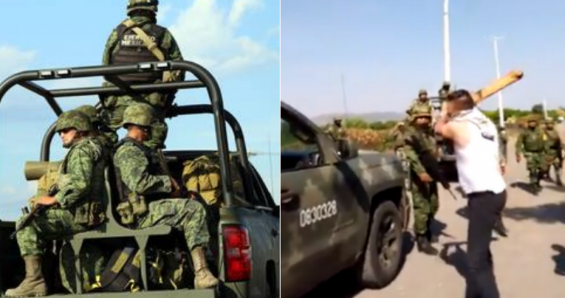 Encapuchados y con palos, civiles agreden a militares en Múgica (VIDEO)
