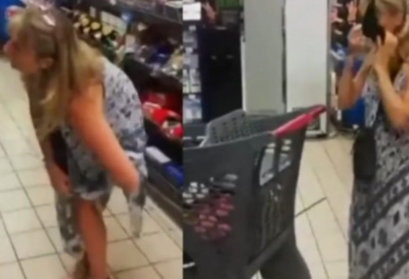 Mujer se quita el calzón para usarlo como cubrebocas dentro de un supermercado (VIDEO)
