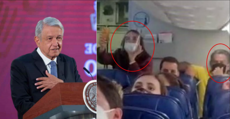 Redes tratan de ubicar a los 5 que insultaron a AMLO en vuelo de Guadalajara a CDMX ¿Los reconoces?