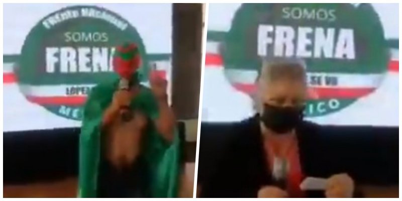 Reunión de FRENAAA, con luchador enmascarado incluido, provoca burlas en redes