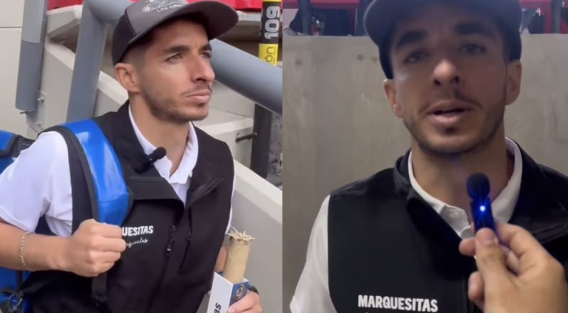 Captan a Isaac Brizuela vendiendo marquesitas en el Estadio Azteca