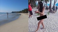 Policías detienen a turista que usaba diminuto bikini en la playa. 