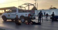 Policía protege a niño de balac3era en Reynosa.