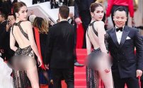 Modelo con vestido transparente acude a Festival de Cannes y genera gran polémica.