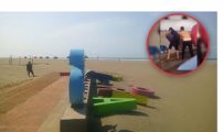 (VIDEO) Jóvenes patean y destrozan letras turísticas de playa 