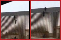 Migrante se burla del muro de Trump con escalera de cuerdas y logra pasar a EU