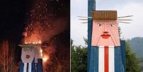Incendian estatua de madera de Donald Trump en Eslovenia